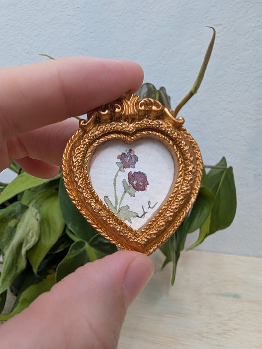 Mini Flower Painting - Original Watercolor Art by Lora Cavallin