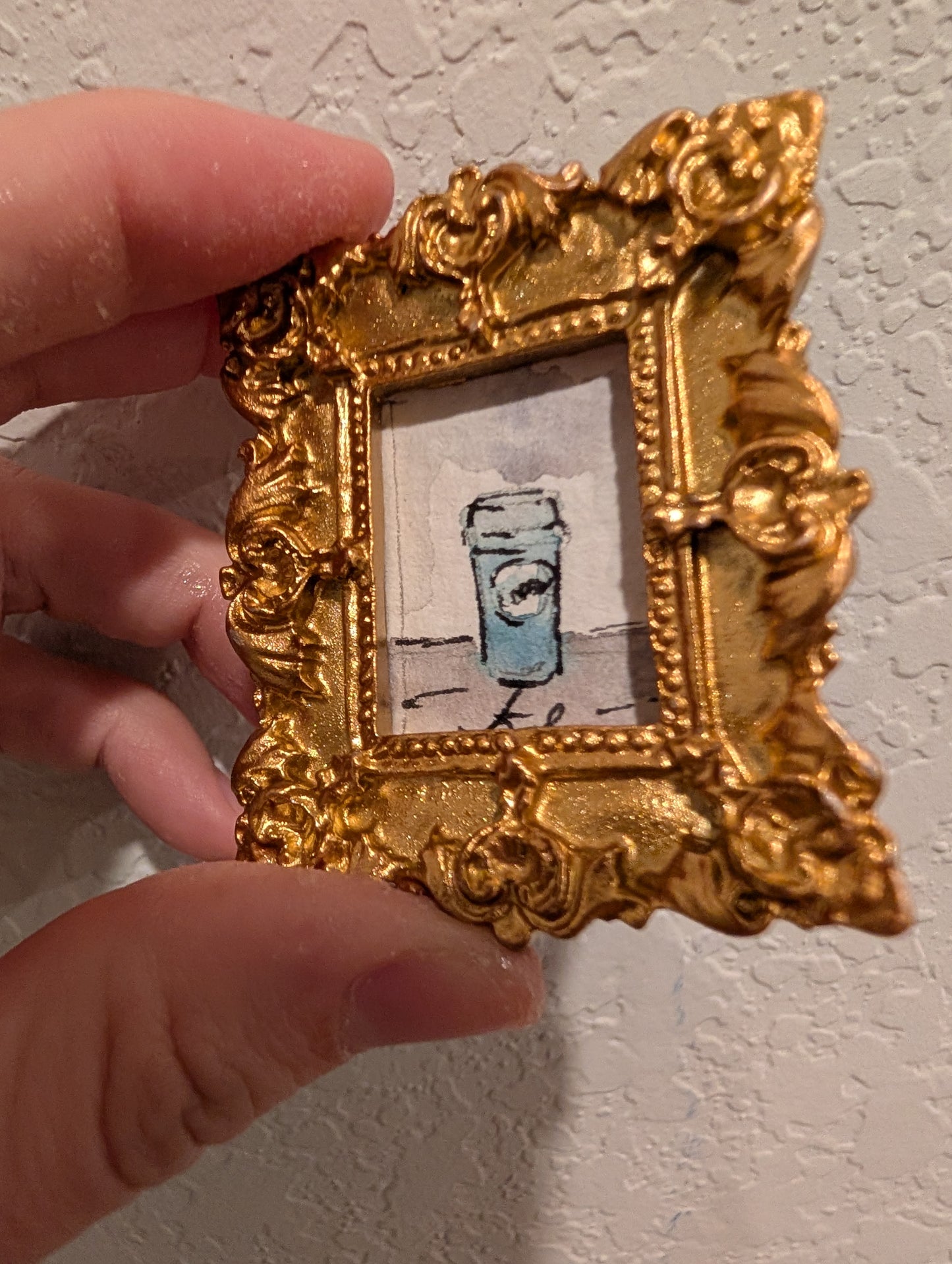 Mini Coffee Painting - Original Watercolor Art by Lora Cavallin