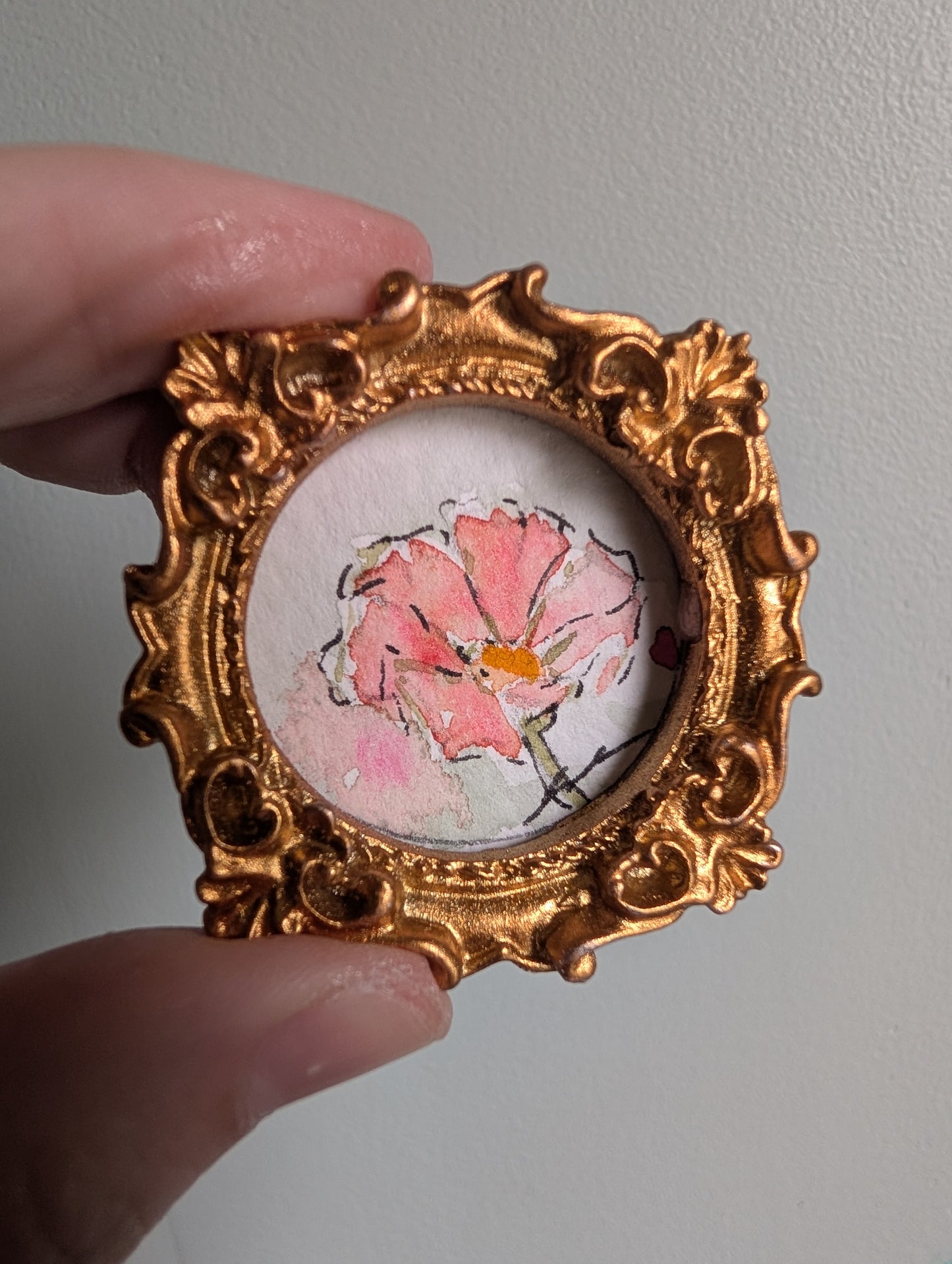 Mini Flower Painting - Original Watercolor Art by Lora Cavallin
