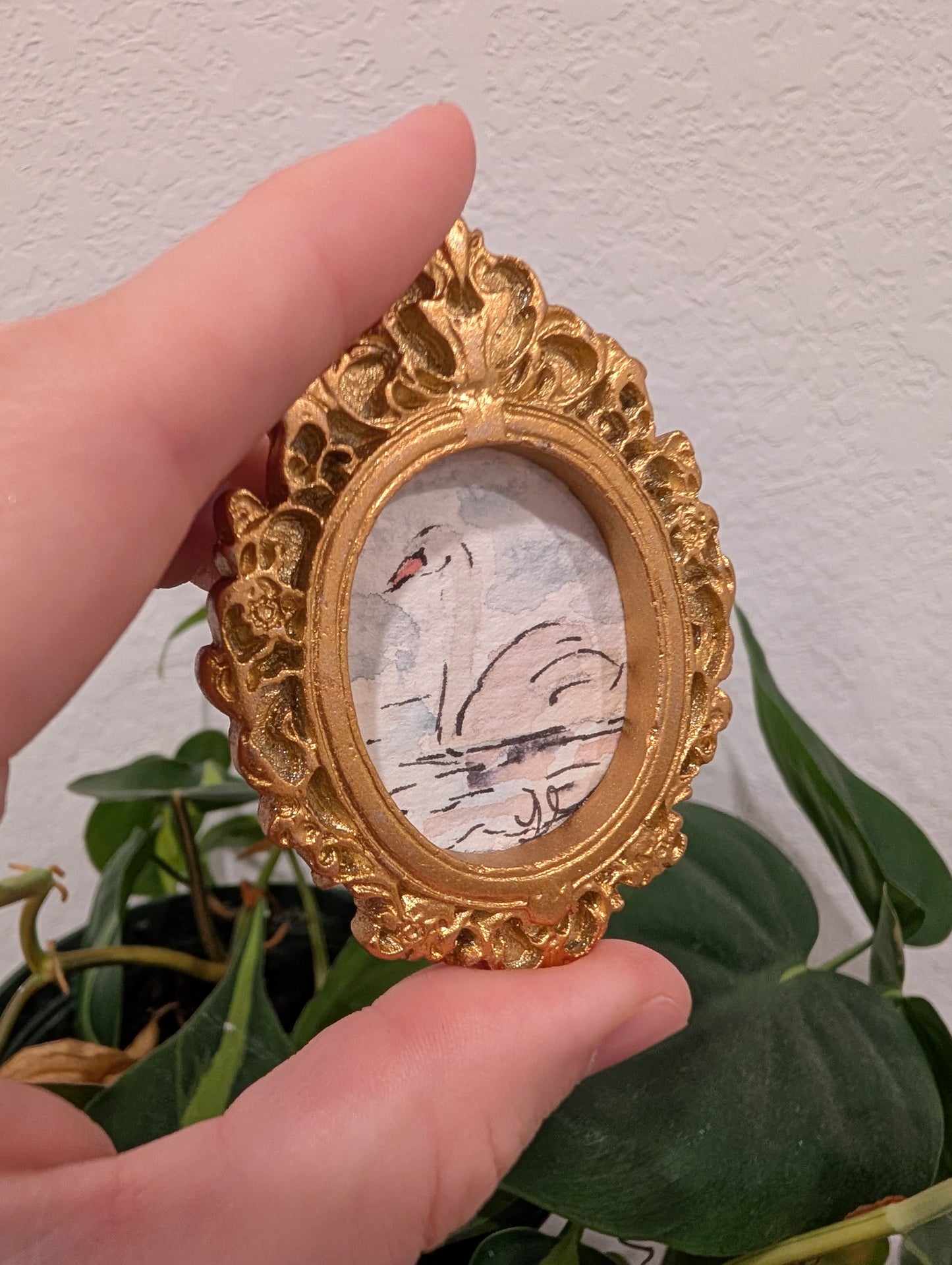 Mini Swan Painting - Original Watercolor Art by Lora Cavallin