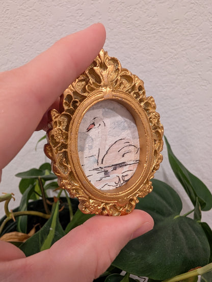 Mini Swan Painting - Original Watercolor Art by Lora Cavallin