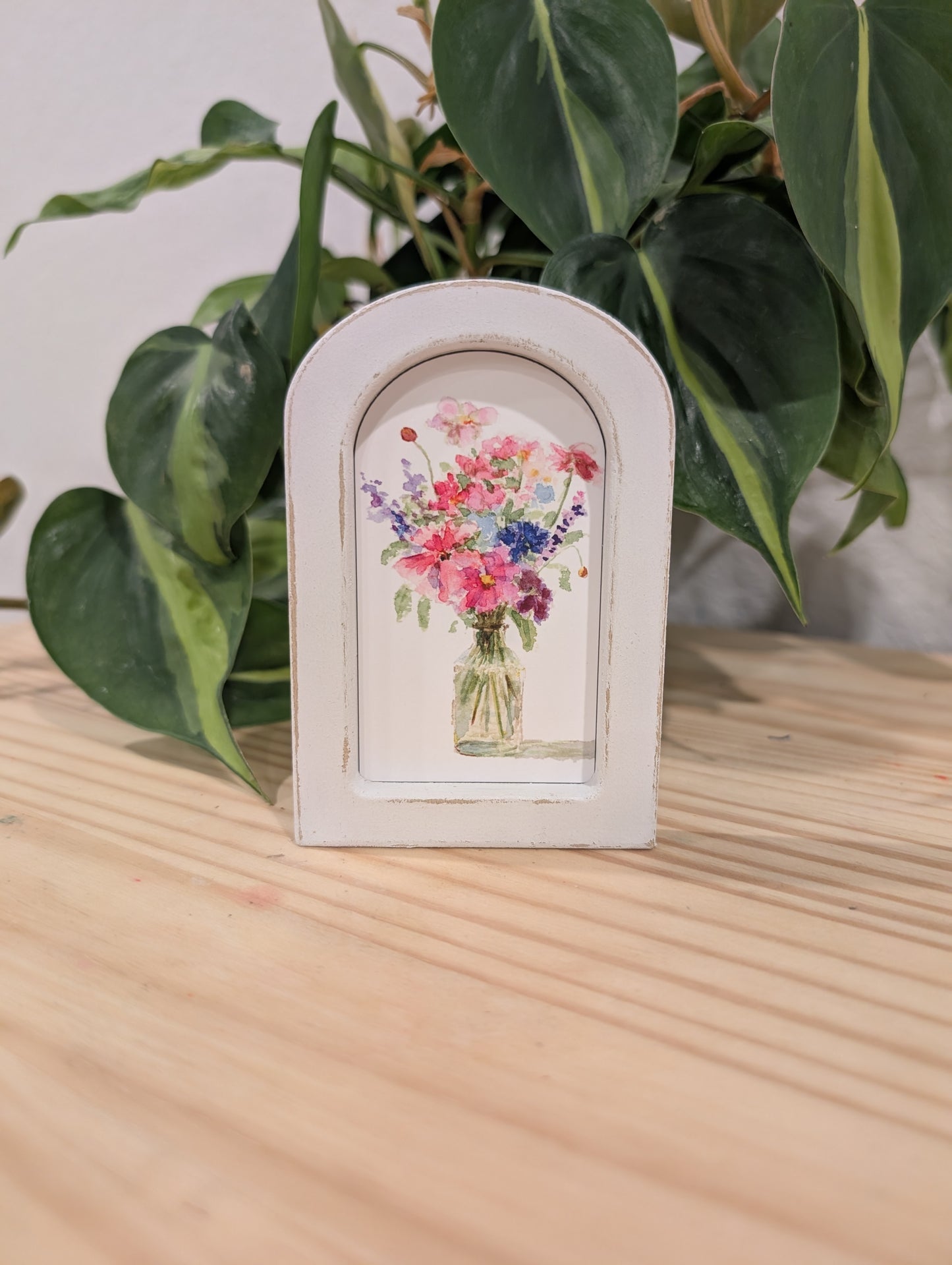 Mini Floral Print - Wood Arch Frame - Lora Cavallin Art