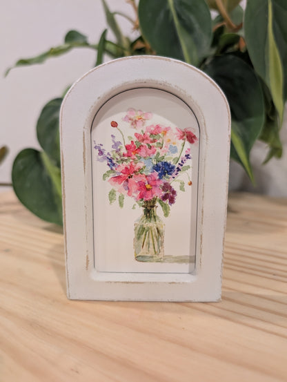 Mini Floral Print - Wood Arch Frame - Lora Cavallin Art