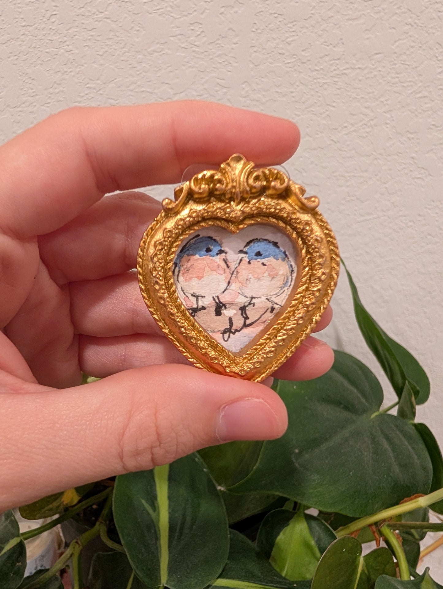 Mini Bluebirds Painting - Original Watercolor Art by Lora Cavallin