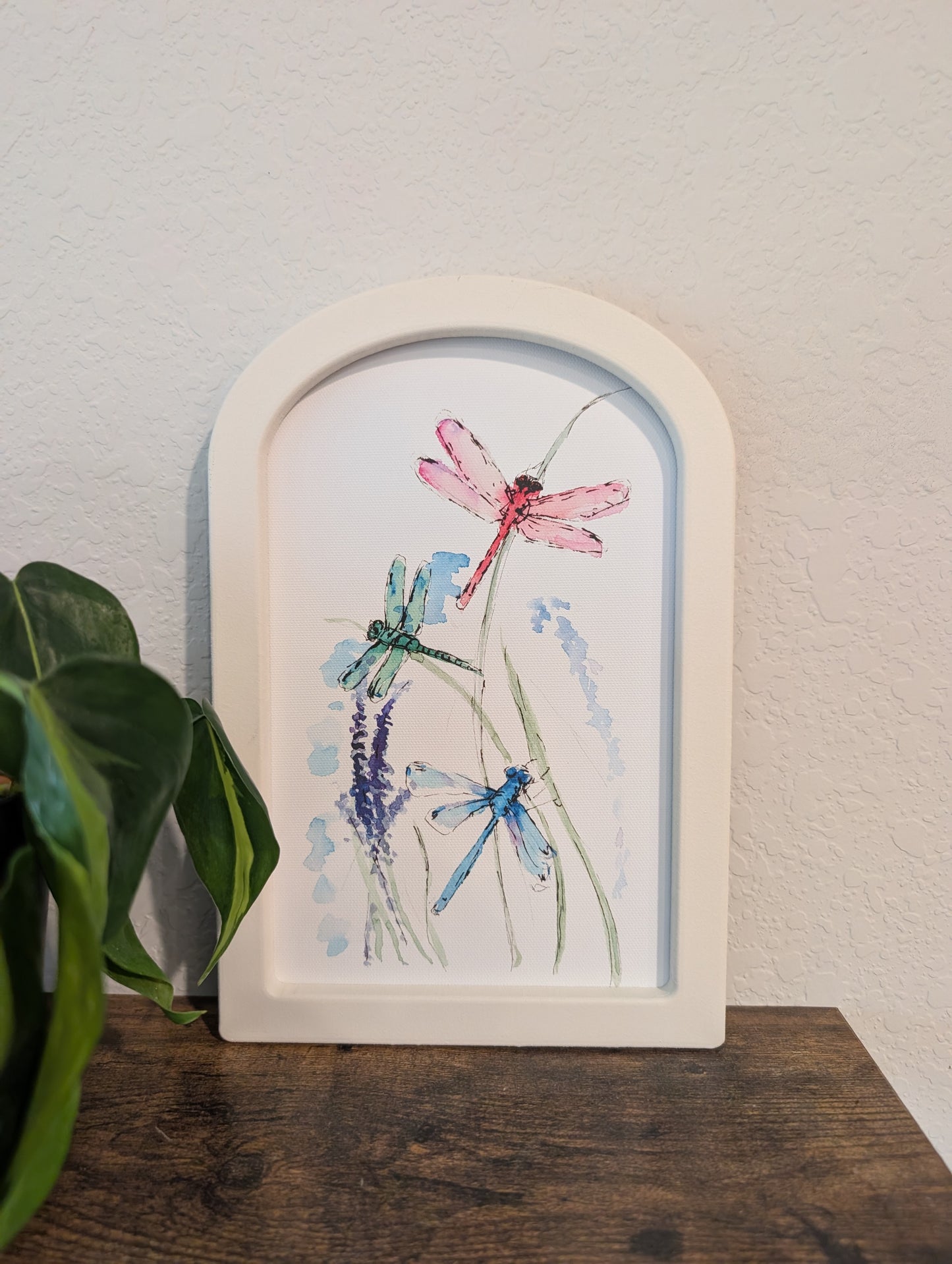 Colorful Dragonflies - Large Arched Framed Print