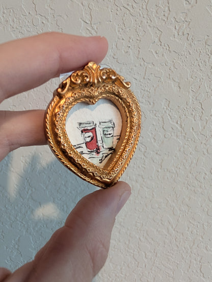 Mini Coffee Painting - Original Watercolor Art by Lora Cavallin