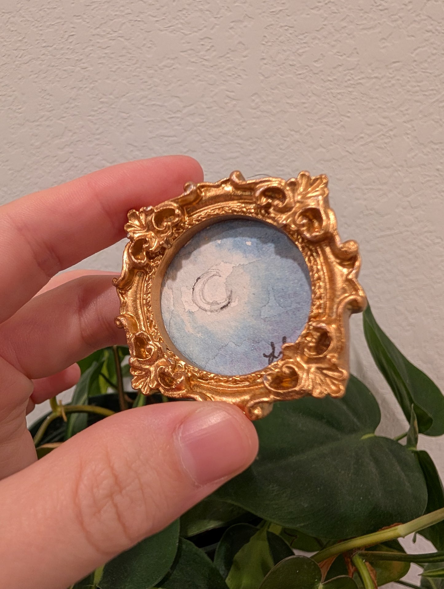 Mini Moon Painting - Original Watercolor Art by Lora Cavallin