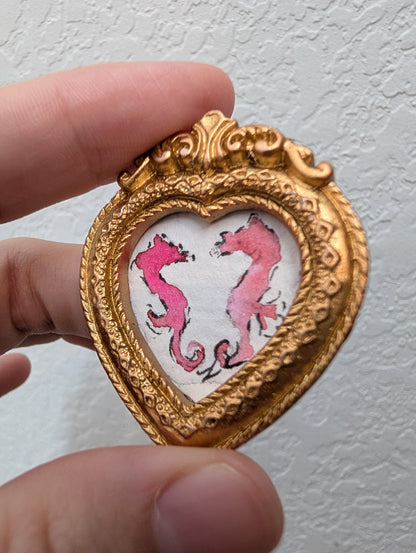 Mini Seahorse Painting - Original Watercolor Art by Lora Cavallin