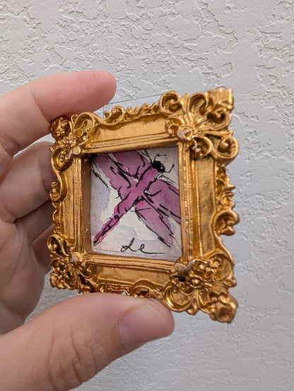 Mini Dragonfly Painting - Original Watercolor Art by Lora Cavallin