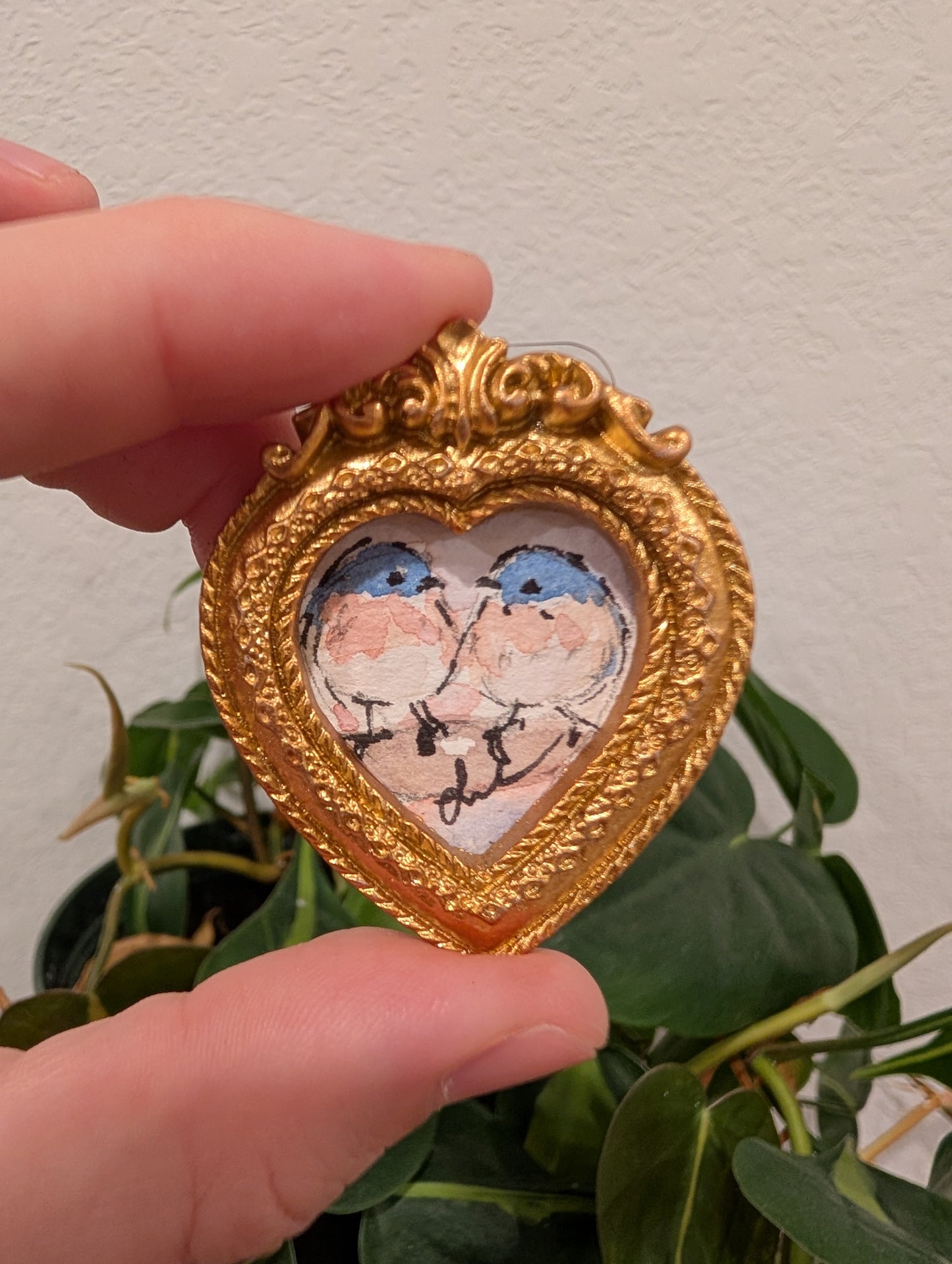 Mini Bluebirds Painting - Original Watercolor Art by Lora Cavallin