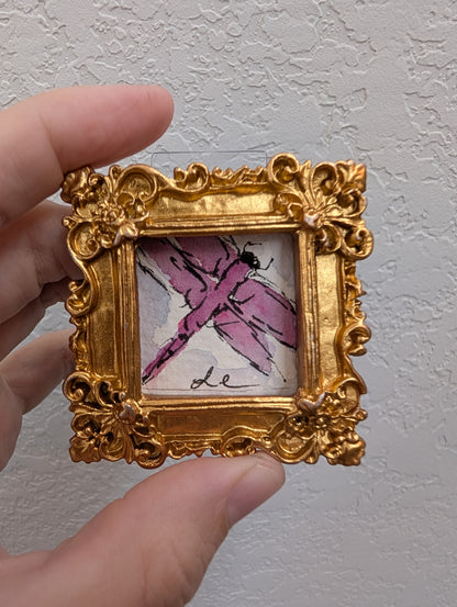 Mini Dragonfly Painting - Original Watercolor Art by Lora Cavallin
