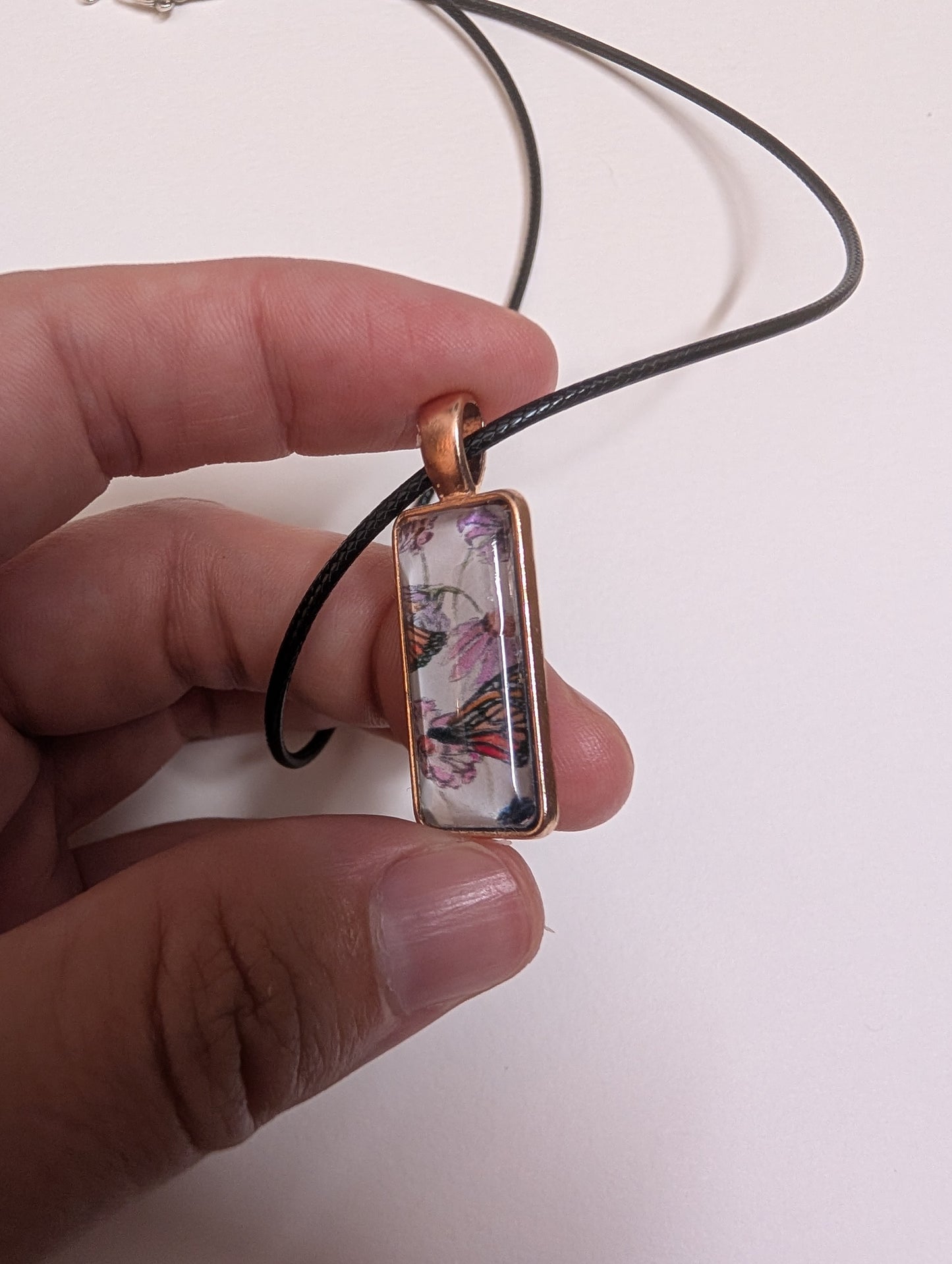 Butterflies and Flowers Pendant Necklace - Lora Cavallin Art