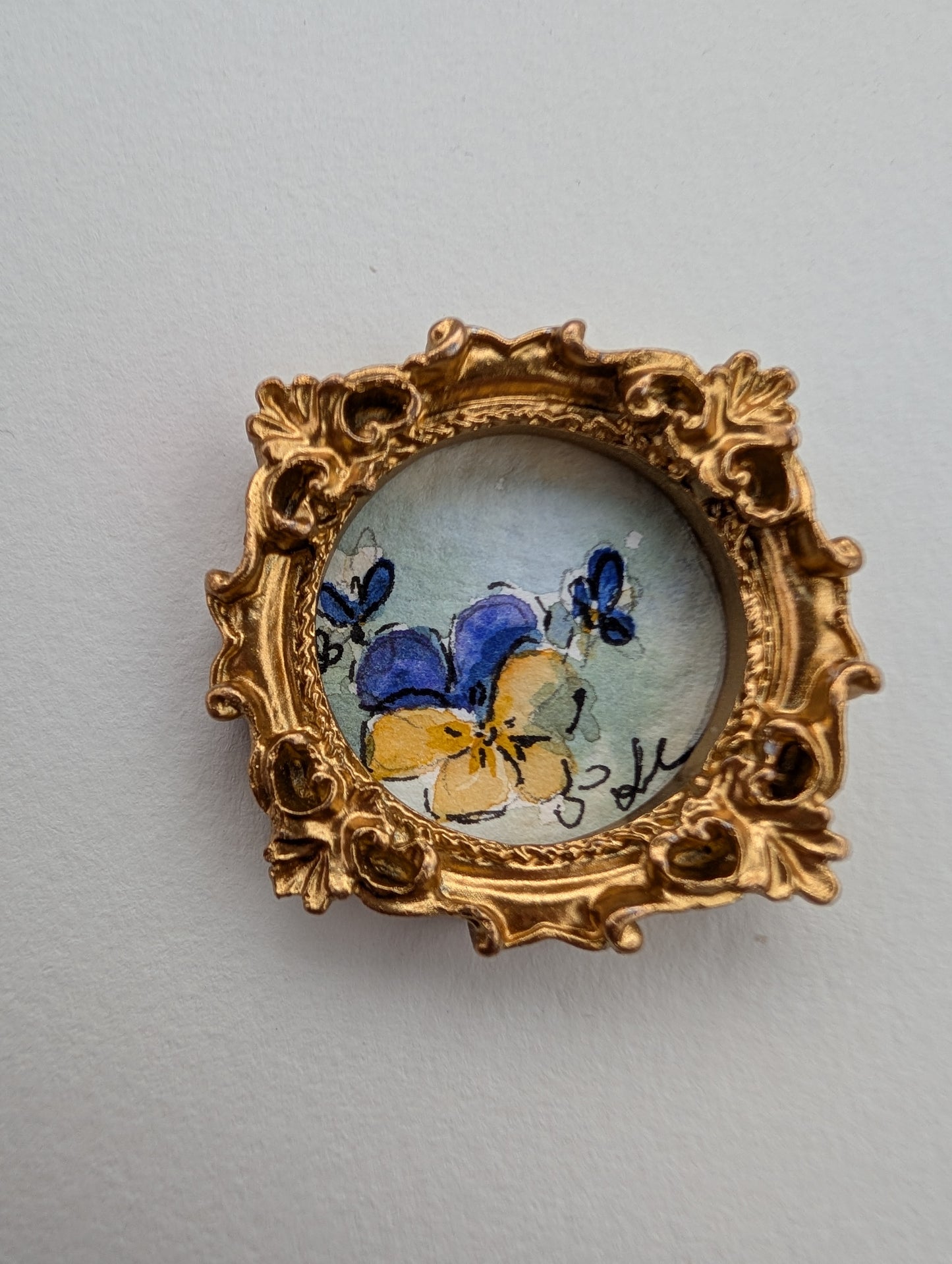 Mini Floral Painting - Original Watercolor Art by Lora Cavallin