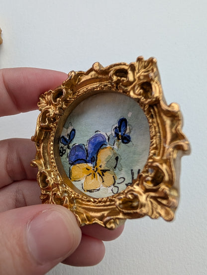 Mini Floral Painting - Original Watercolor Art by Lora Cavallin