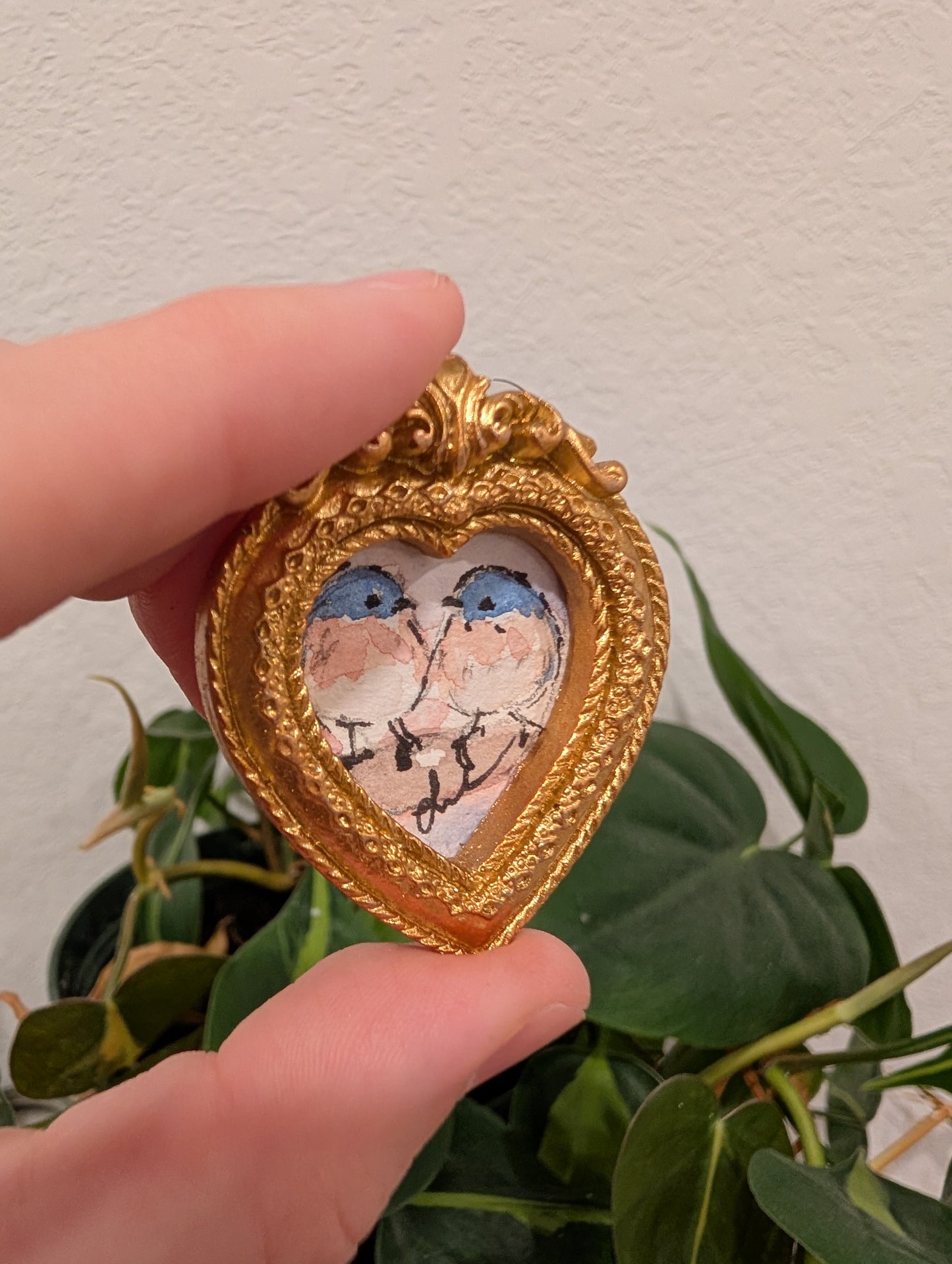 Mini Bluebirds Painting - Original Watercolor Art by Lora Cavallin