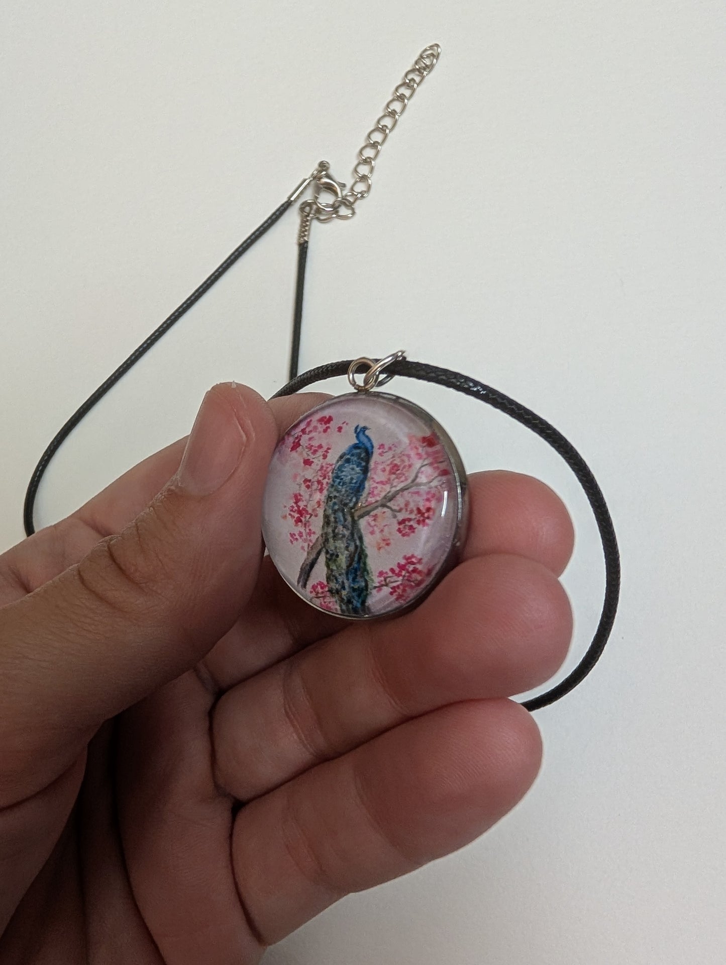 Peacock Pendant Necklace - Lora Cavallin Art