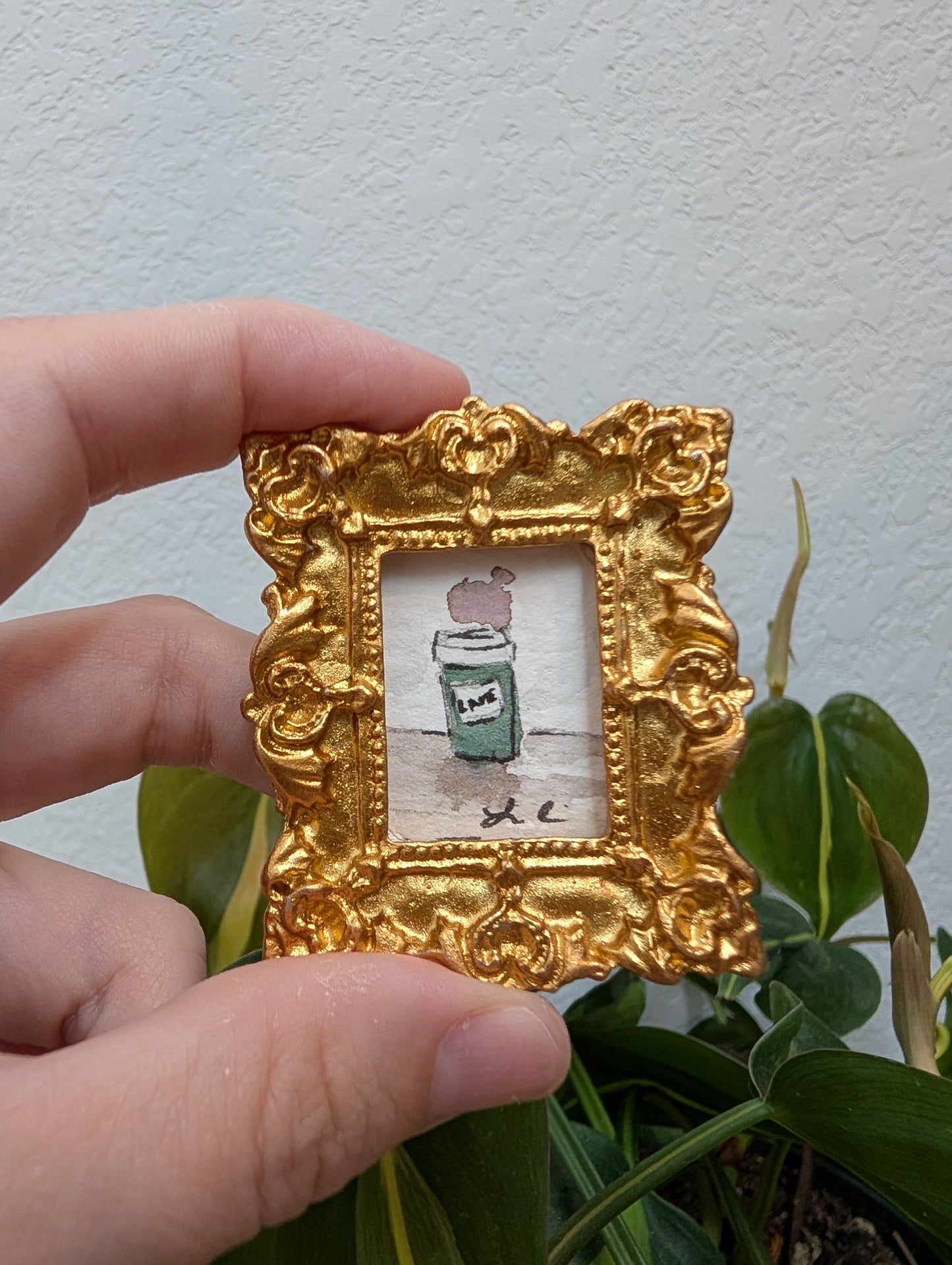 Mini Coffee Painting - Original Watercolor Art by Lora Cavallin