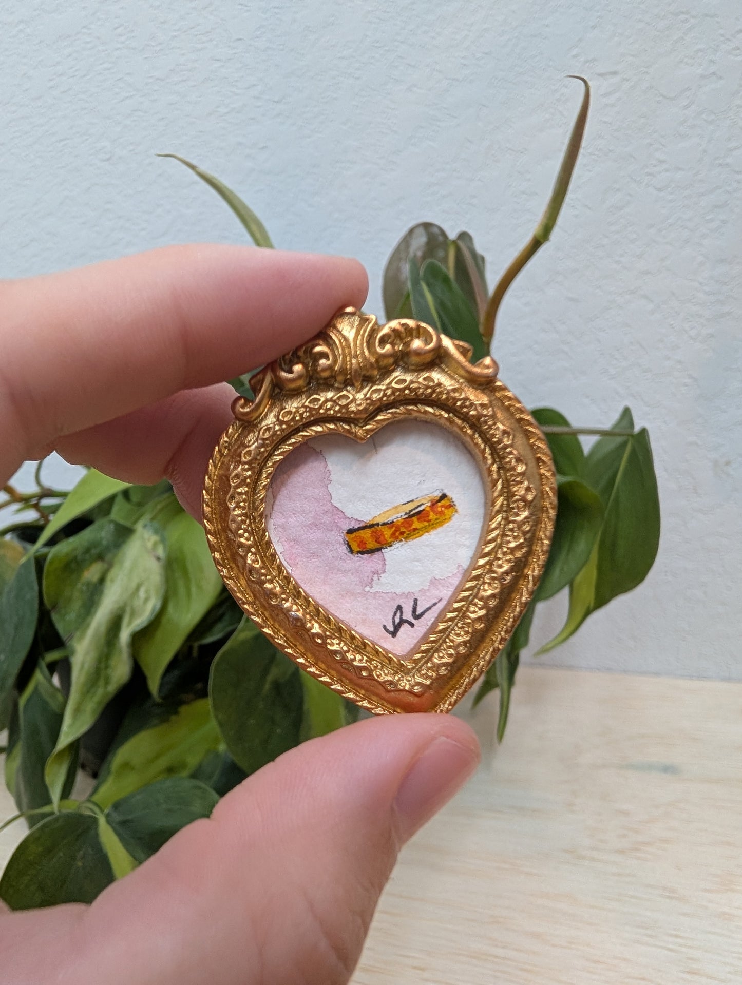 Mini Ring Painting - Original Watercolor Art by Lora Cavallin