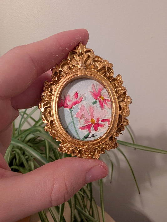 Mini Flower Painting - Original Watercolor Art by Lora Cavallin