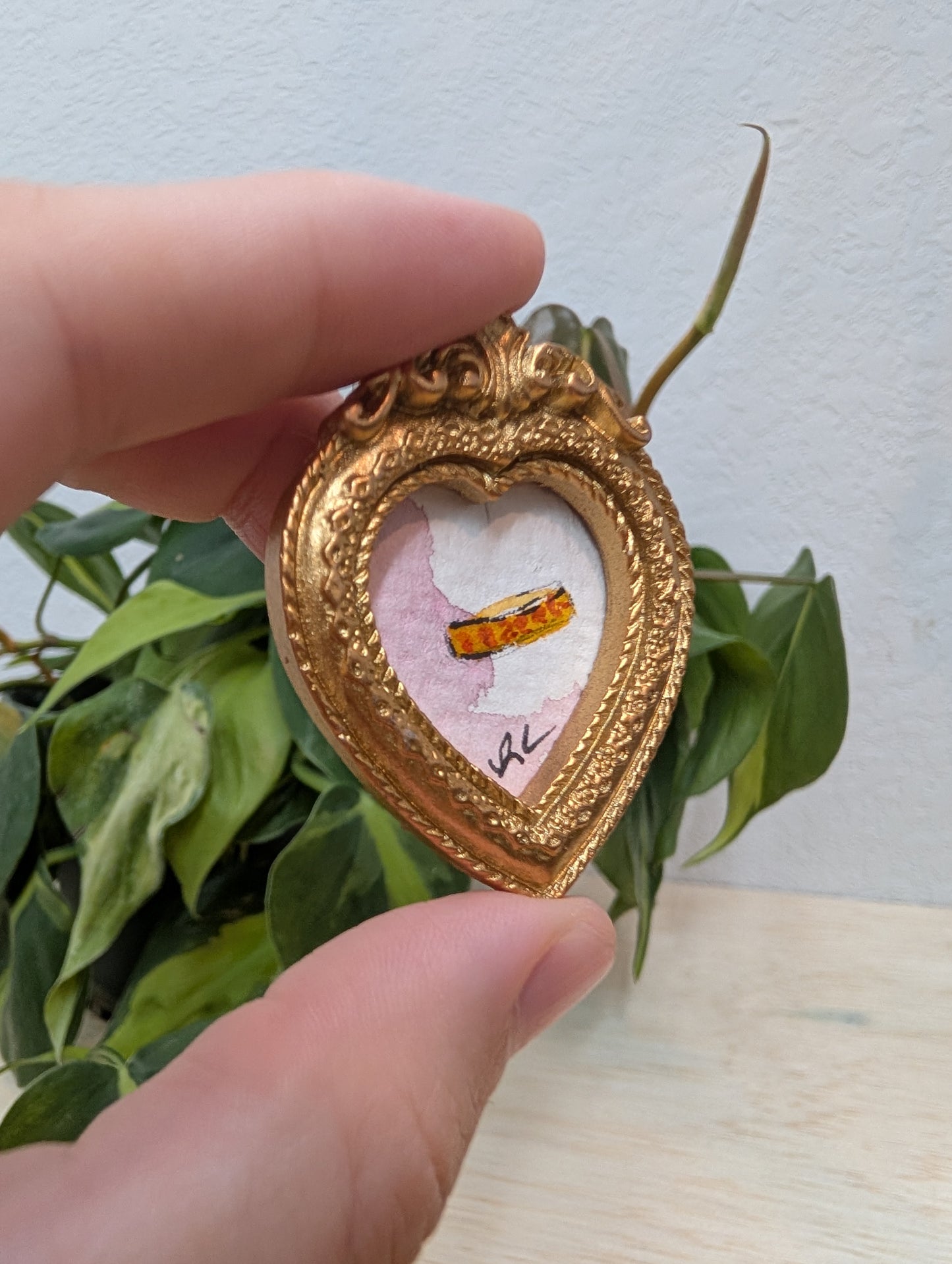 Mini Ring Painting - Original Watercolor Art by Lora Cavallin