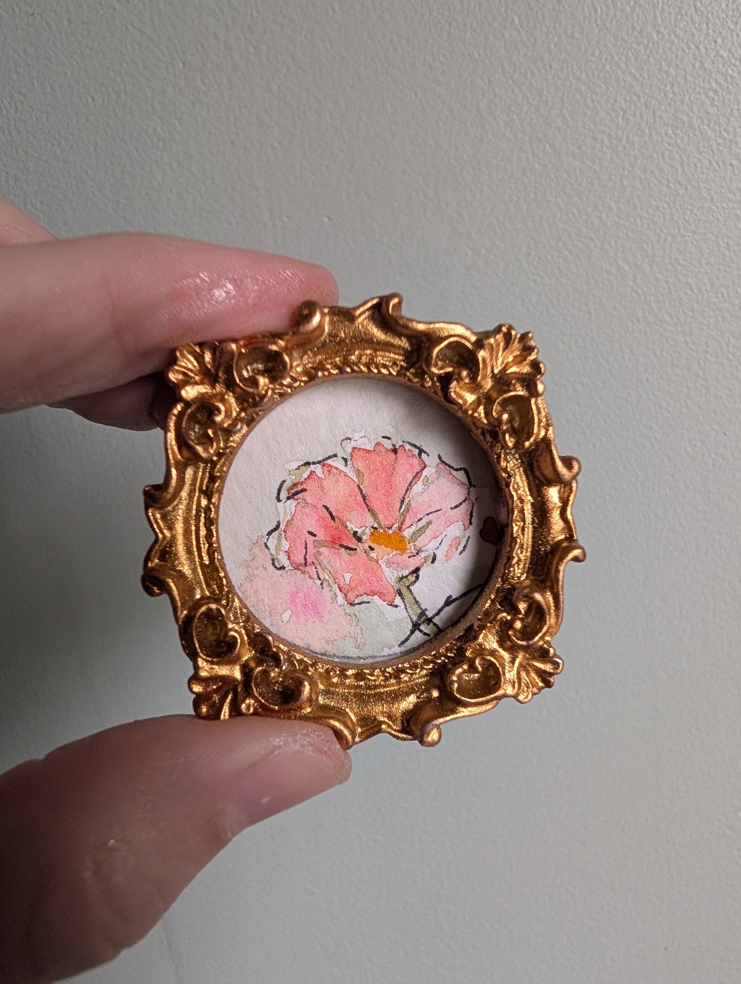 Mini Flower Painting - Original Watercolor Art by Lora Cavallin