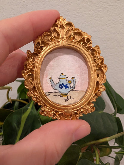 Mini Teapot Painting - Original Watercolor Art by Lora Cavallin