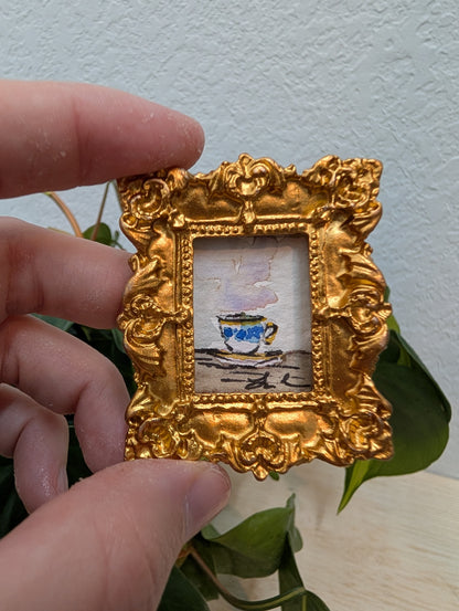 Mini Teacup Painting - Original Watercolor Art by Lora Cavallin