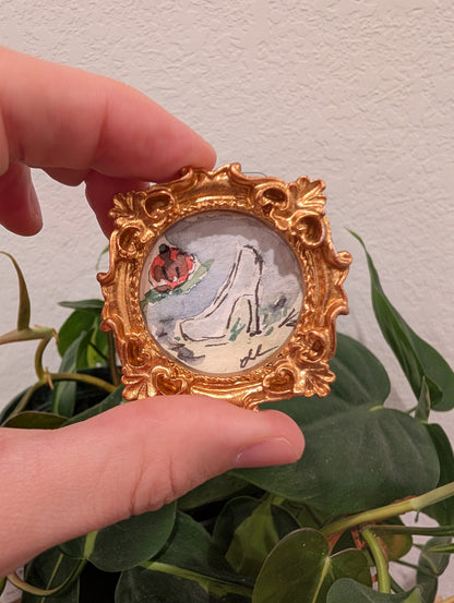 Mini Cinderella Shoe Painting - Original Watercolor Art by Lora Cavallin