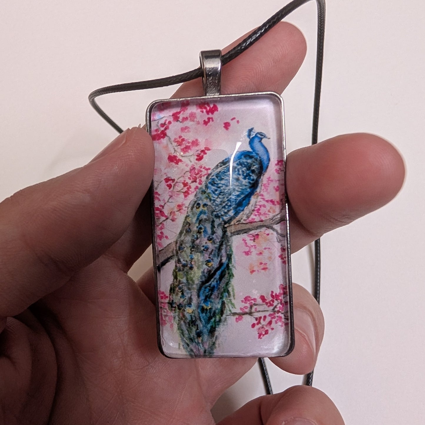 Peacock Pendant Necklace - Lora Cavallin Art