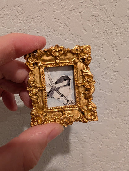 Mini Chickadee Bird Painting - Original Watercolor Art by Lora Cavallin