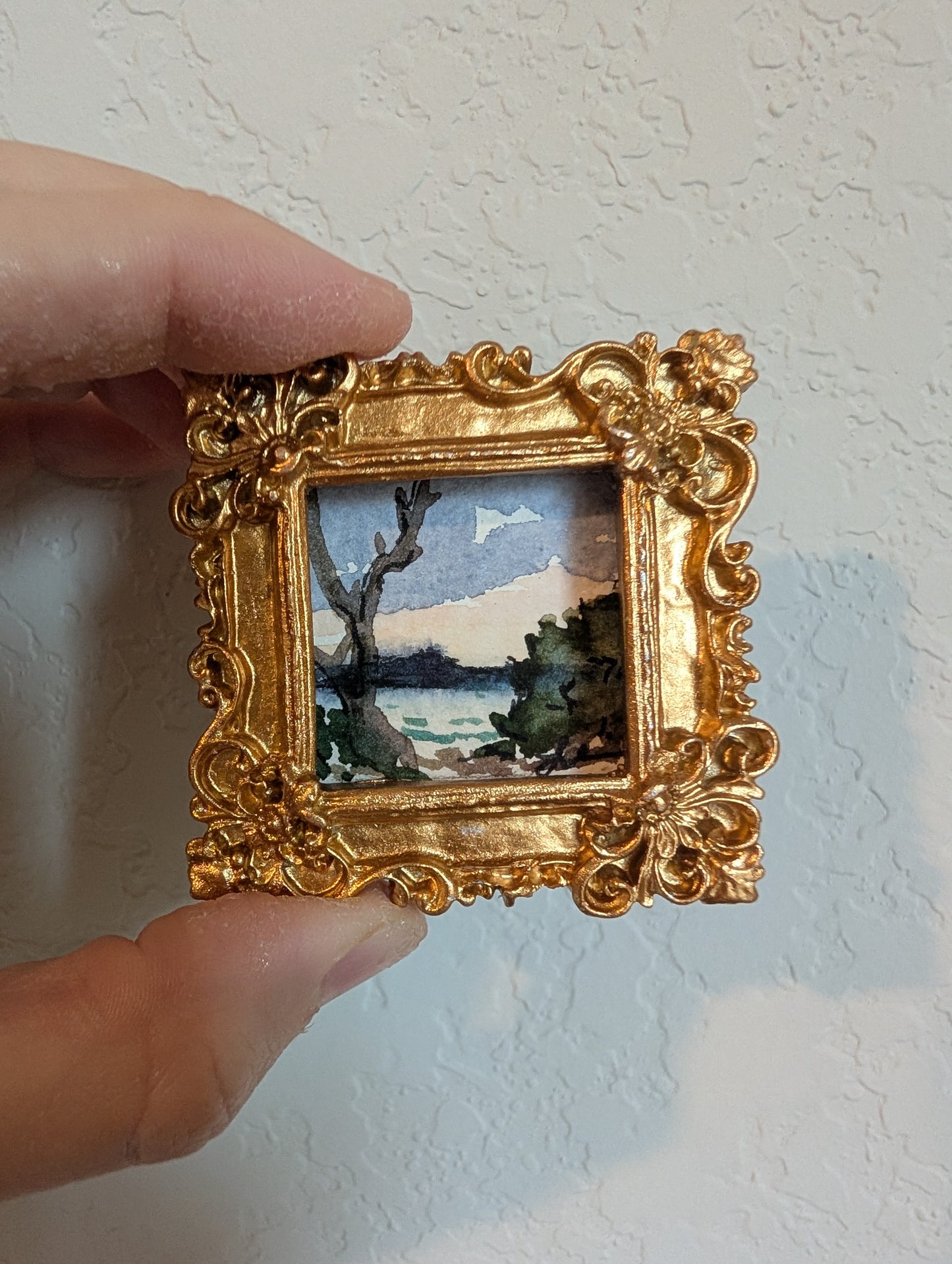 Mini Landscape Painting - Original Watercolor Art by Lora Cavallin