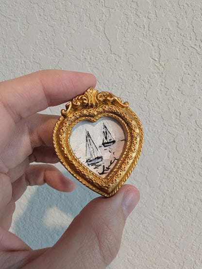 Mini Sailboat Painting - Original Watercolor Art by Lora Cavallin