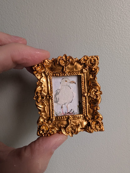 Mini Seagull Painting - Original Watercolor Art by Lora Cavallin