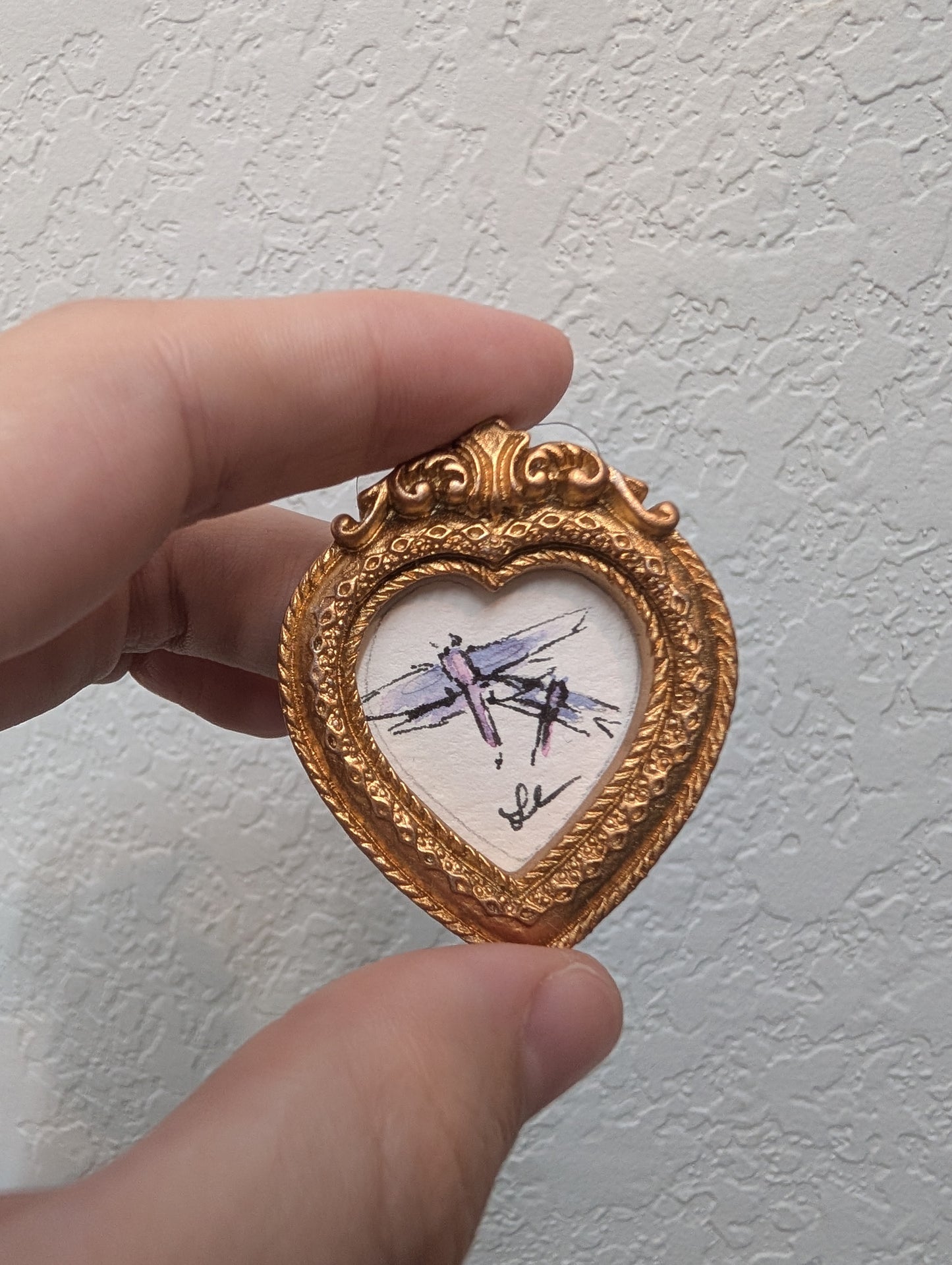 Mini Dragonfly Painting - Original Watercolor Art by Lora Cavallin