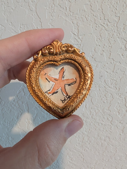 Mini Starfish Painting - Original Watercolor Art by Lora Cavallin