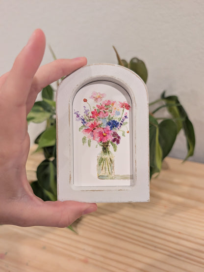 Mini Floral Print - Wood Arch Frame - Lora Cavallin Art
