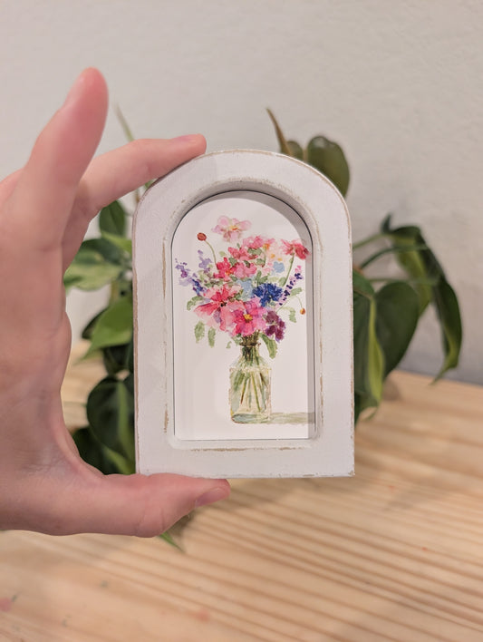 Mini Floral Print - Wood Arch Frame - Lora Cavallin Art