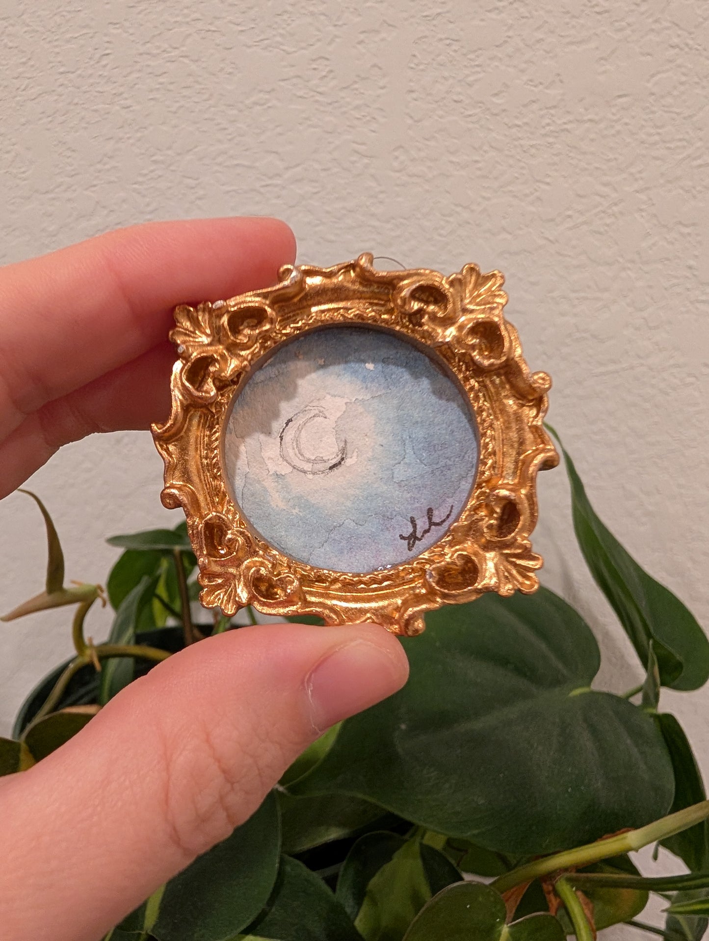 Mini Moon Painting - Original Watercolor Art by Lora Cavallin