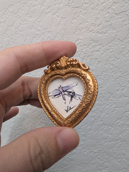 Mini Dragonfly Painting - Original Watercolor Art by Lora Cavallin