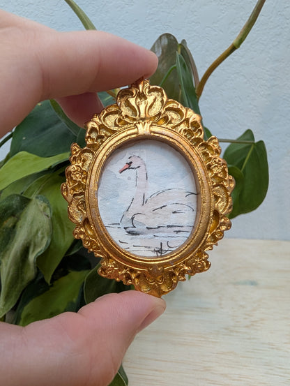 Mini Swan Painting - Original Watercolor Art by Lora Cavallin