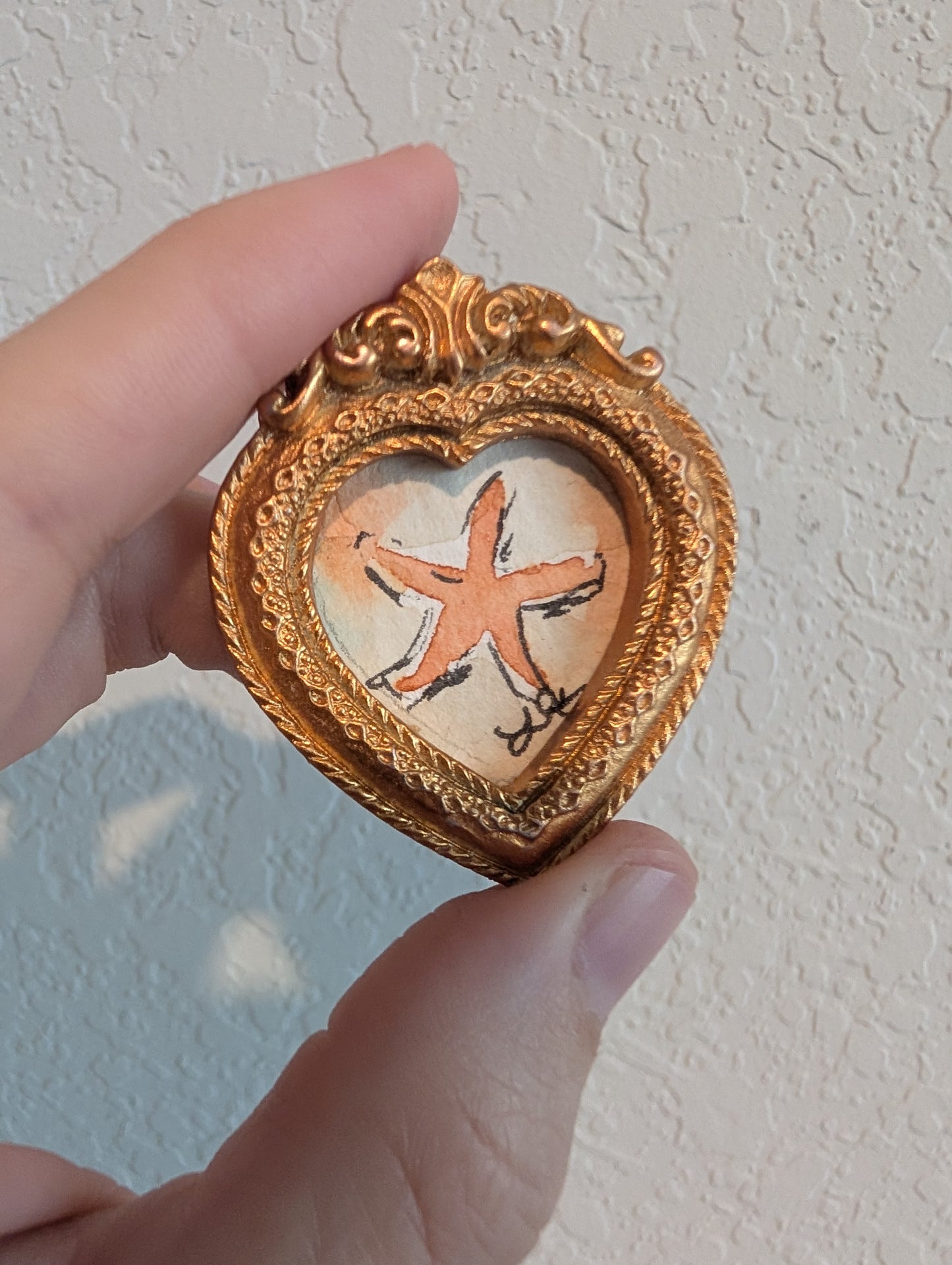 Mini Starfish Painting - Original Watercolor Art by Lora Cavallin