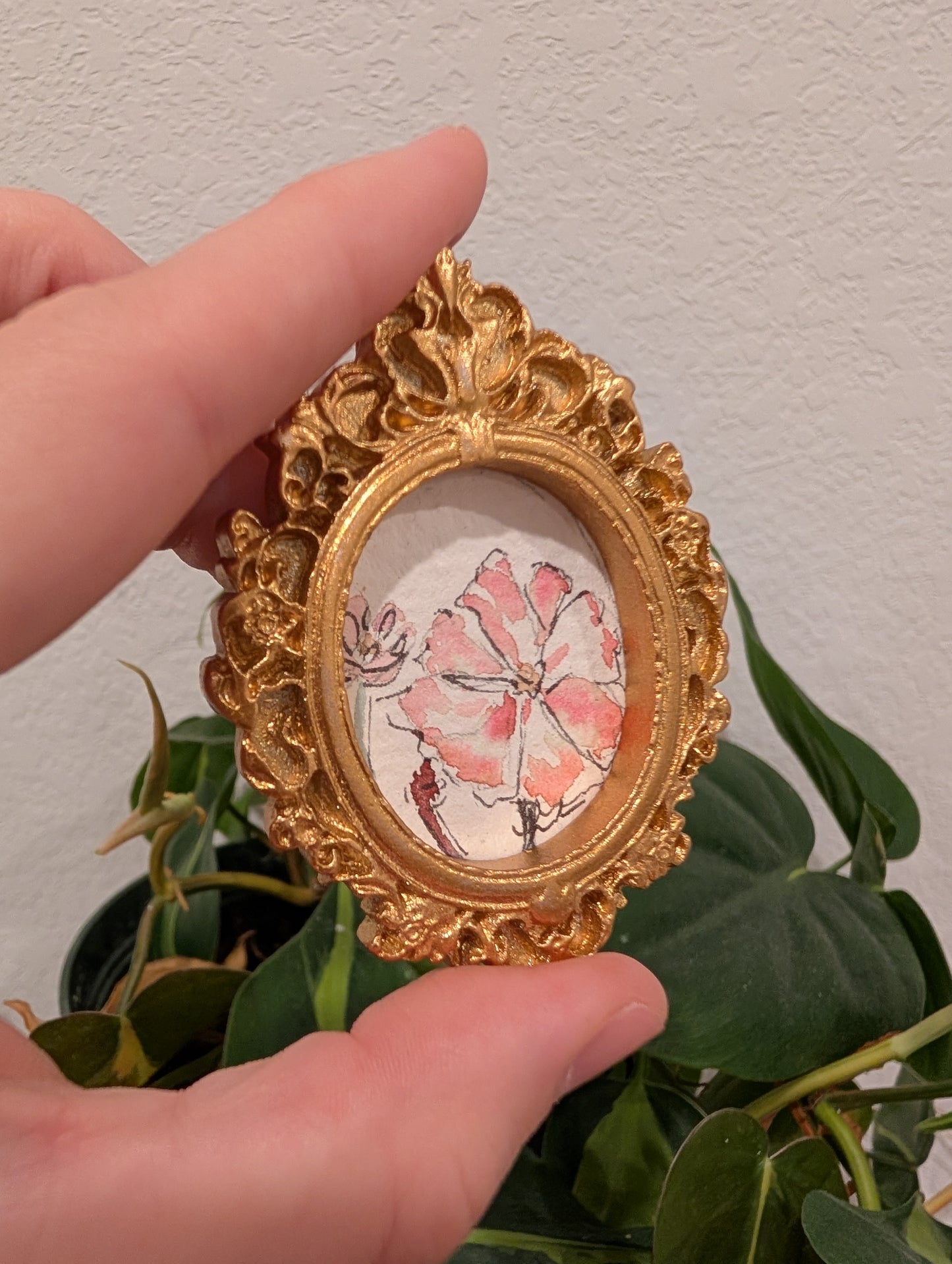 Mini Floral Painting - Original Watercolor Art by Lora Cavallin