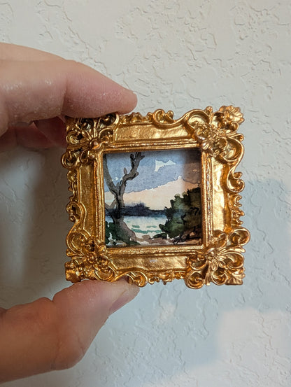 Mini Landscape Painting - Original Watercolor Art by Lora Cavallin
