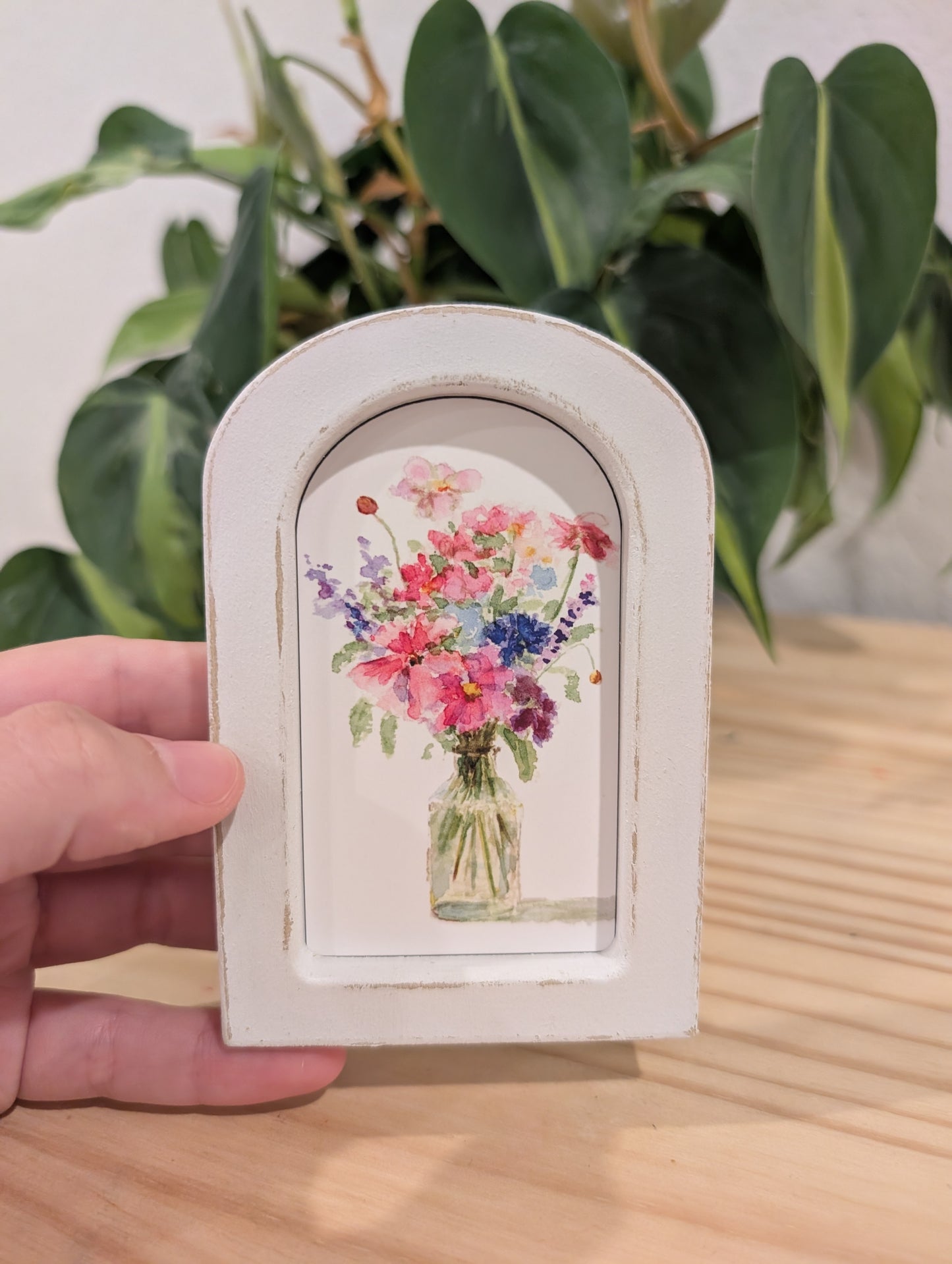 Mini Floral Print - Wood Arch Frame - Lora Cavallin Art