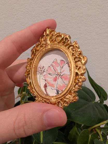 Mini Floral Painting - Original Watercolor Art by Lora Cavallin