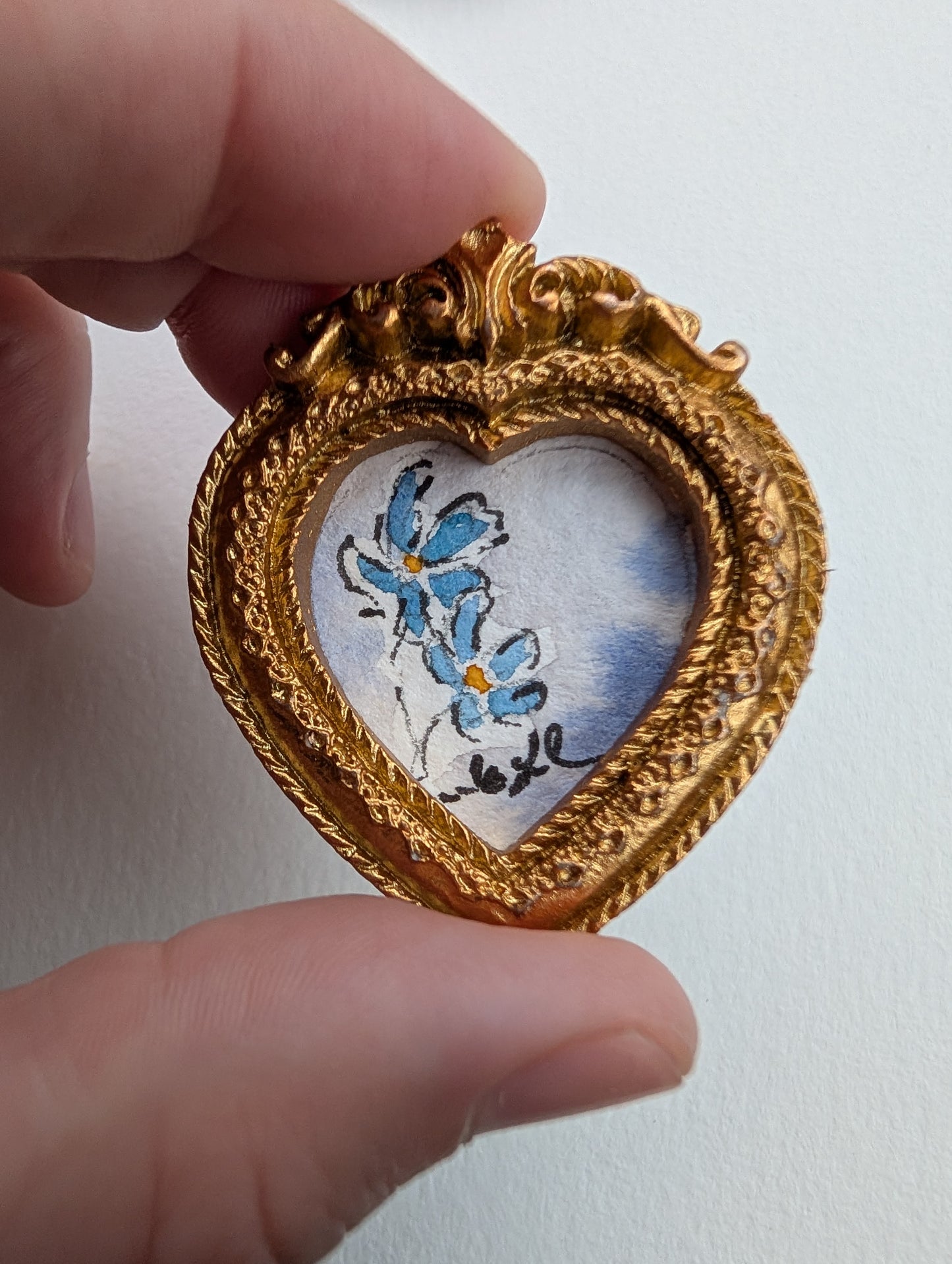 Mini Floral Painting - Original Watercolor Art by Lora Cavallin