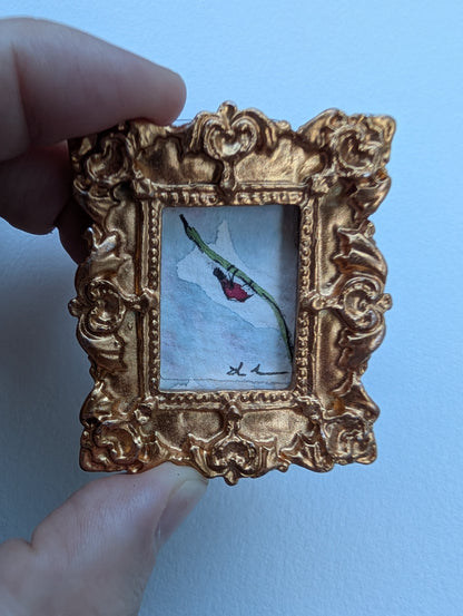 Mini Ladybug Painting - Original Watercolor Art by Lora Cavallin