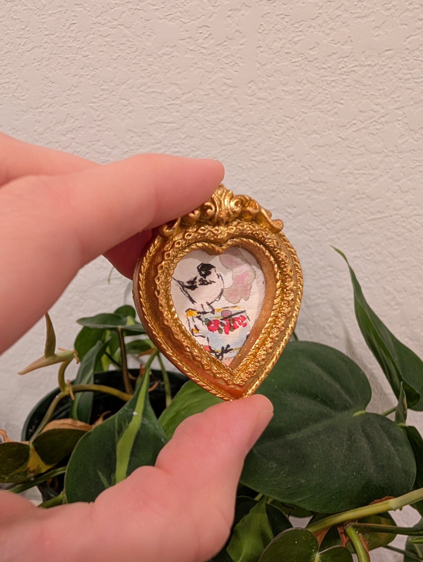 Mini Chickadee Bird on Teacup Painting - Original Watercolor Art by Lora Cavallin