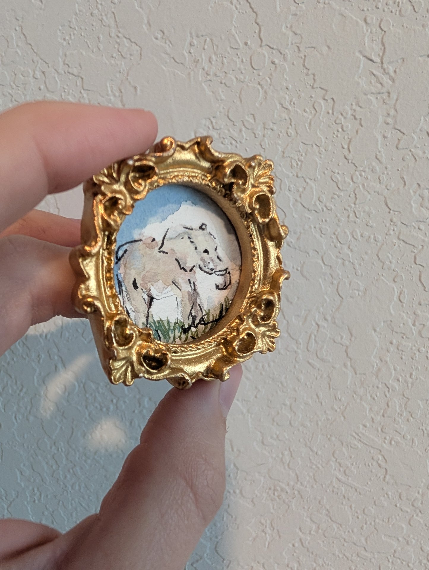 Mini Elephant Painting - Original Watercolor Art by Lora Cavallin