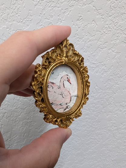 Mini Swan Painting - Original Watercolor Art by Lora Cavallin